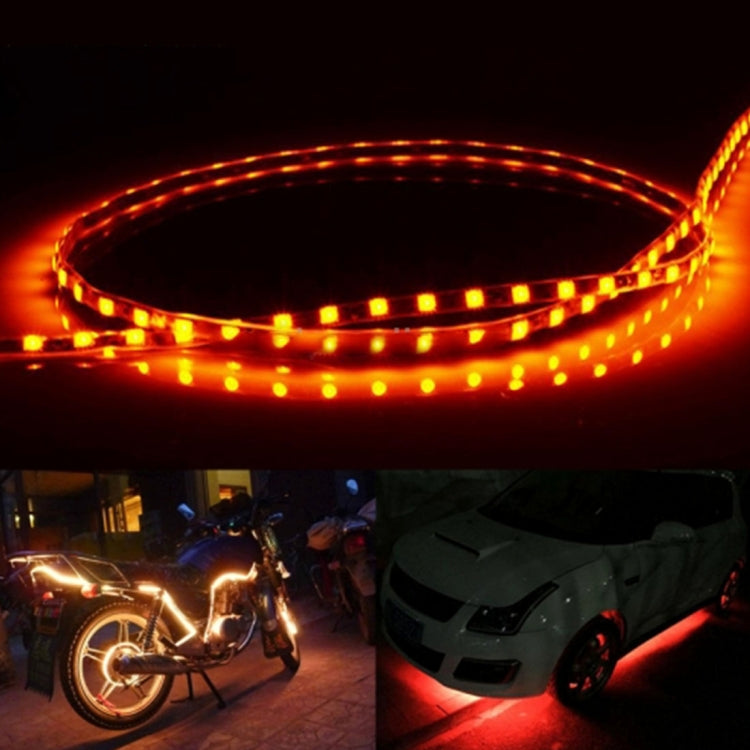 Flexible waterproof 45-LED car strip light, amber glow, 5. meters total