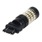3157 LED bulb with black base, dual-prong pins, multi-LED array, white/yellow