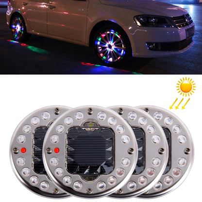 Car wheel light set with colorful LED glow around alloy wheels