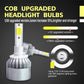 COB LED headlight bulbs, silver heatsink housings with yellow COB chips on white bases