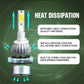 LED headlight bulb with silver heatsink and built-in cooling fan under the lamp module
