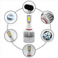 LED headlight bulb kit with COB LED chip, finned metal heat sink, multiple view callouts