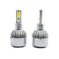 H3 COB LED headlight bulbs, two-pack, front view of aluminum heat sinks and COB chips
