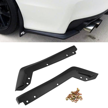 Black ABS rear spat valance lip set with mounting holes and brackets