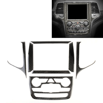 Carbon fiber center console navigation trim sticker with screen and control cutouts