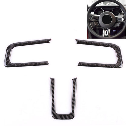 Carbon fiber steering wheel button trim set, three-piece U and rectangular inserts