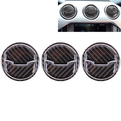 3-pack carbon fiber look circular air vent trim rings with chrome outer edges