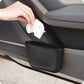 Black portable car cup holder trash can bin organizer with tissue and top mounting holes