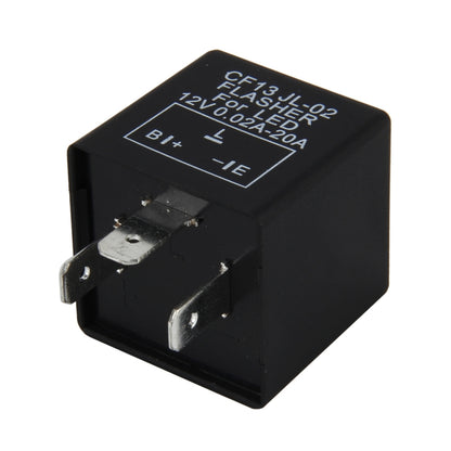 LED turn signal flasher relay, black 3-pin box with CF13 JL-02 label