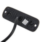Black rear housing of a 4-LED strobe warning light with mounting holes and label
