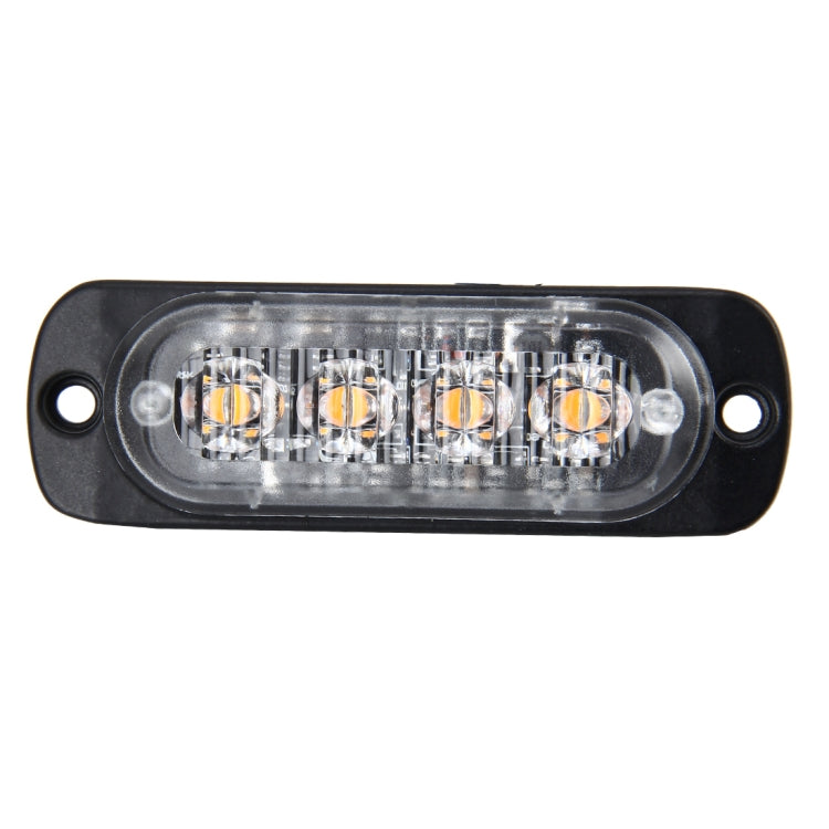 4-LED car strobe warning light with clear front lens in black housing