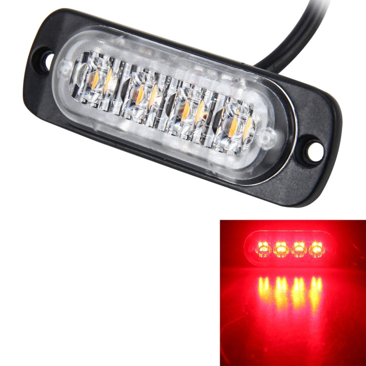 4-LED strobe warning light glowing red through clear lens