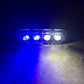 Blue illuminated 4-LED oval strobe warning light