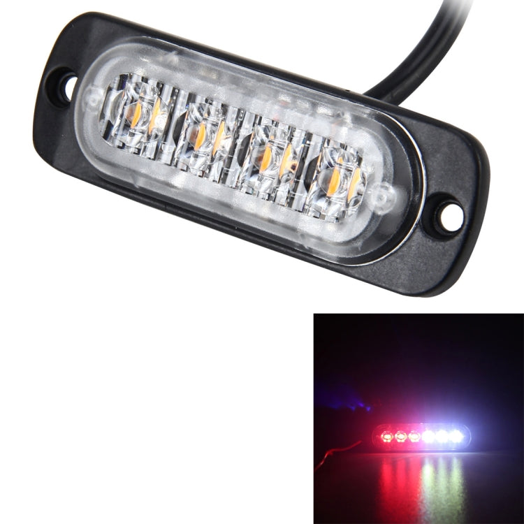 4-LED strobe warning light glowing red through clear lens