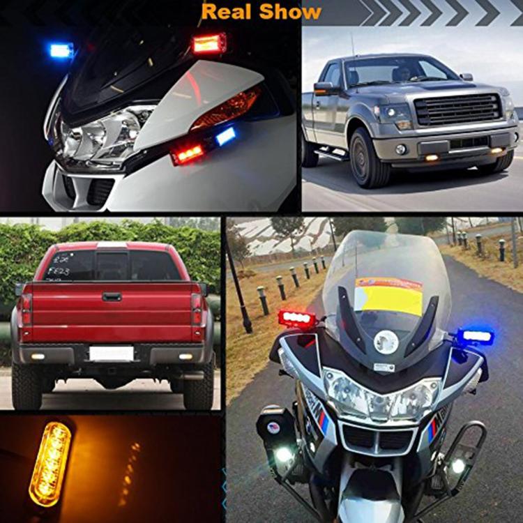 Multicolor emergency strobe light LEDs mounted on a vehicle