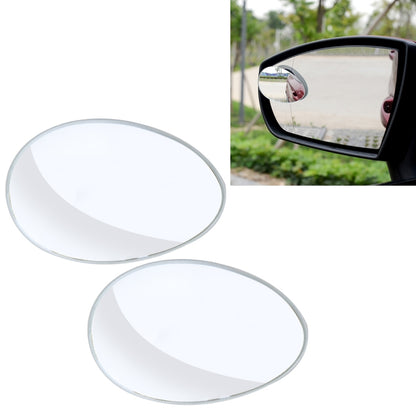 Pair of oval blind spot mirrors with clear glass lenses and light-colored backing