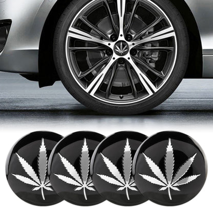 4 PCS Car-Styling Silver Leaves Pattern Metal Wheel Hub Decorative Sticker, Diameter: 5.8cm, Silver Leaves