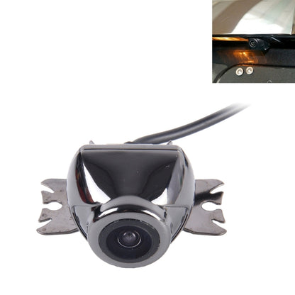 Car rear view backup camera with chrome housing, black lens, and side mounting brackets