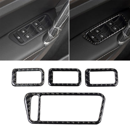 Carbon fiber window lift switch trim sticker set with glossy black carbon pattern frame