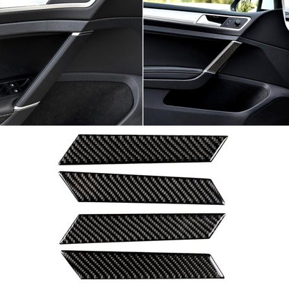 Carbon fiber door handle cover stickers, black weave strip set for car interior panel