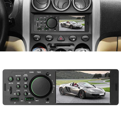 Universal car MP5 radio receiver with 4.1-inch touchscreen installed in dashboard