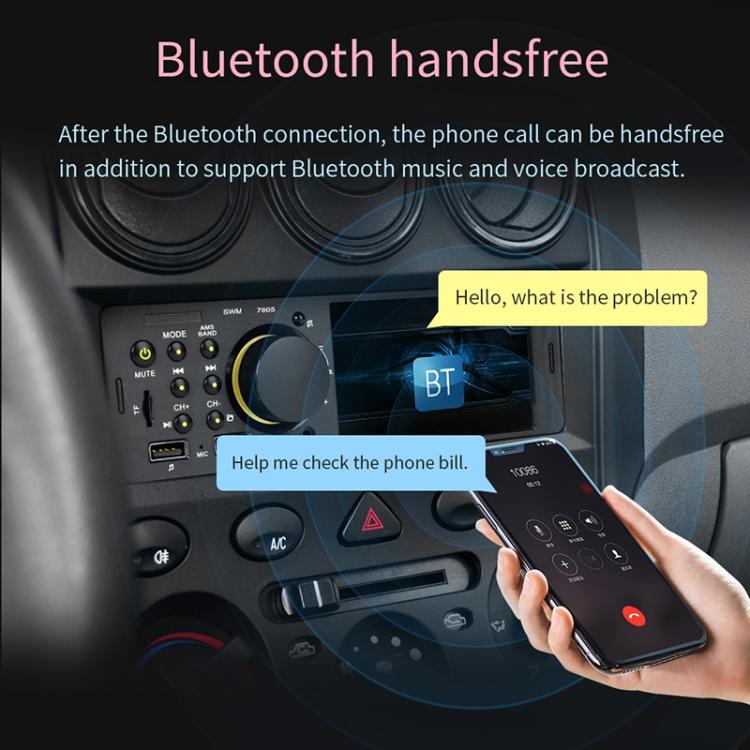 Car MP5 head unit with rotary knob and buttons, Bluetooth call control on phone