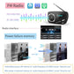 FM radio receiver with handheld remote-style display, power memory icons