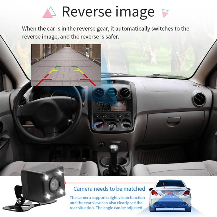 Car reverse camera and dash display showing parking guidelines