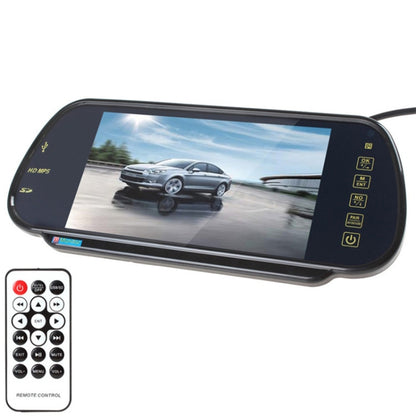 Car rearview mirror monitor with 7-inch TFT LCD screen and included remote control