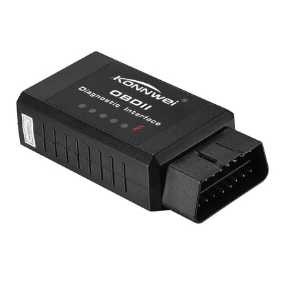 Black KONNWEI OBDII diagnostic scan adapter with front panel and 16-pin connector