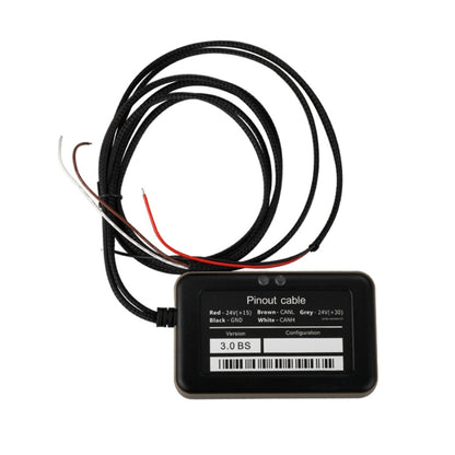 OBD2 emulator pinout cable module with black housing and multicolor wire leads