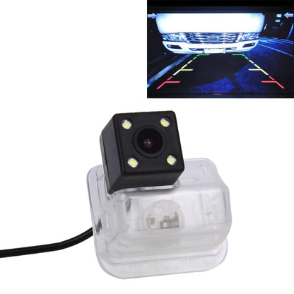 Waterproof rear view backup camera with black LED light array in clear housing
