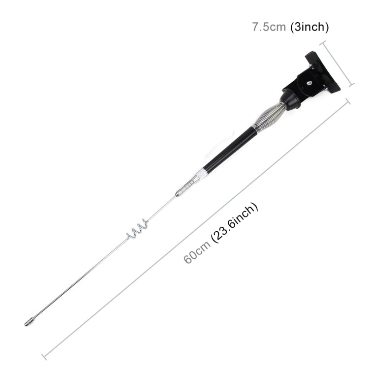 Glass-mount cellular antenna with size markings: 60cm rod, black base mount