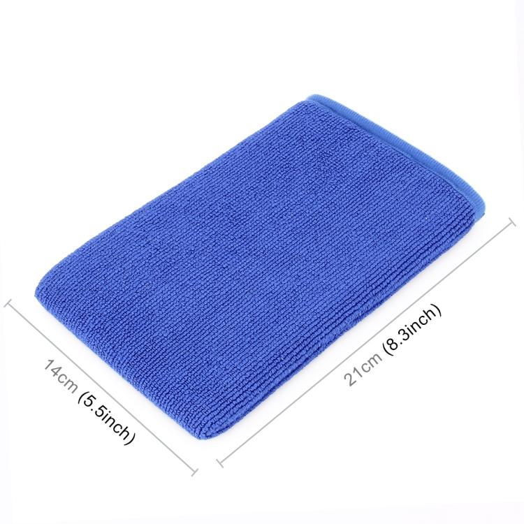 Blue car washer glove cloth pad, rectangular shape with rounded corners