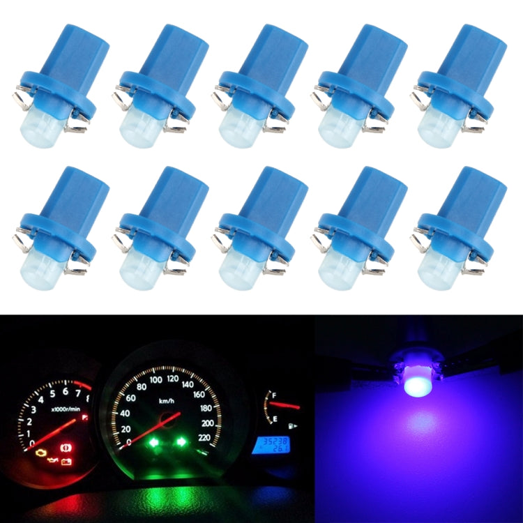 Blue B8.5 wedge COB LED bulbs, 10-pack with small plug pins