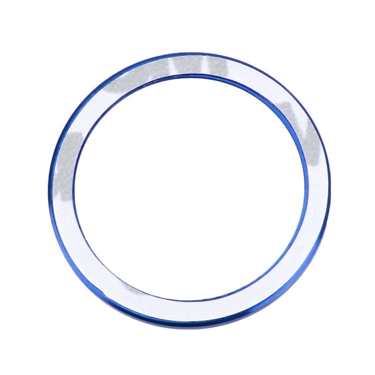Silver and blue double-ring trim for push-start engine stop button