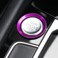 Purple aluminum engine start/stop button ring trim with START ENGINE STOP lettering