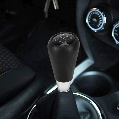 6-speed manual shifter knob, black resin with white base and shift pattern markings