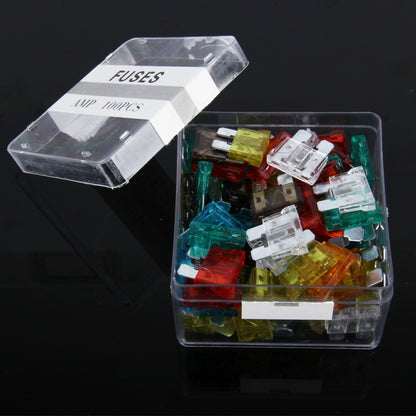 Big-size add-a-circuit blade fuse holder kit with mixed color fuses in clear case