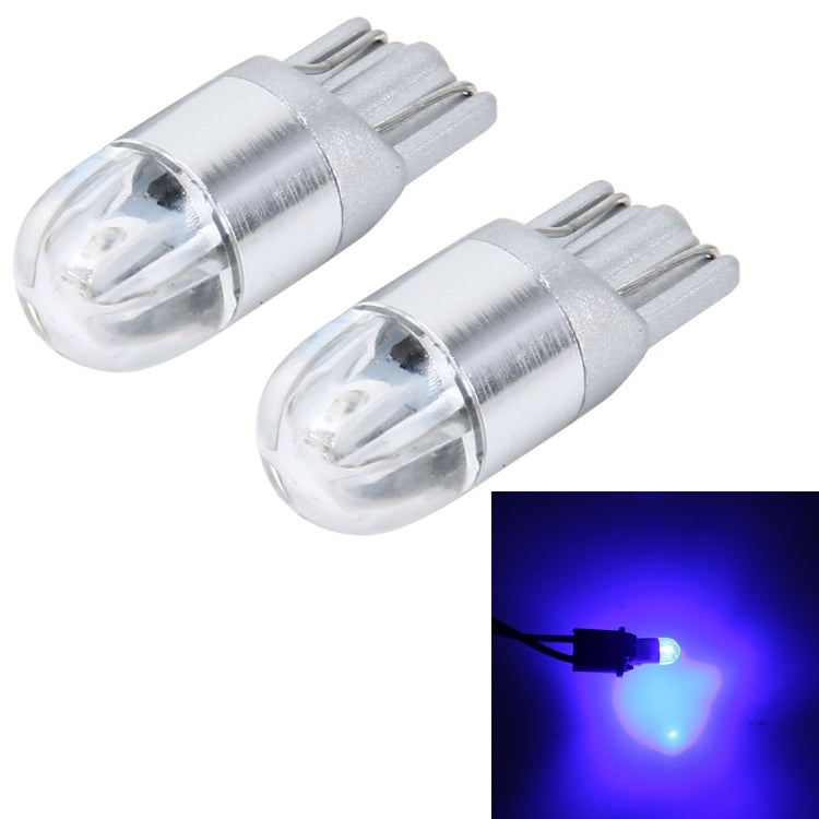 T10 LED car clearance lights, 2-pack, silver base, clear lens, blue glow
