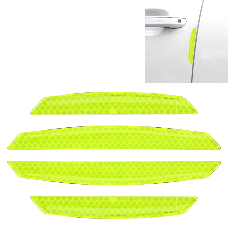 Car door anti-collision strip guards set in neon green, 4 pieces with textured pattern