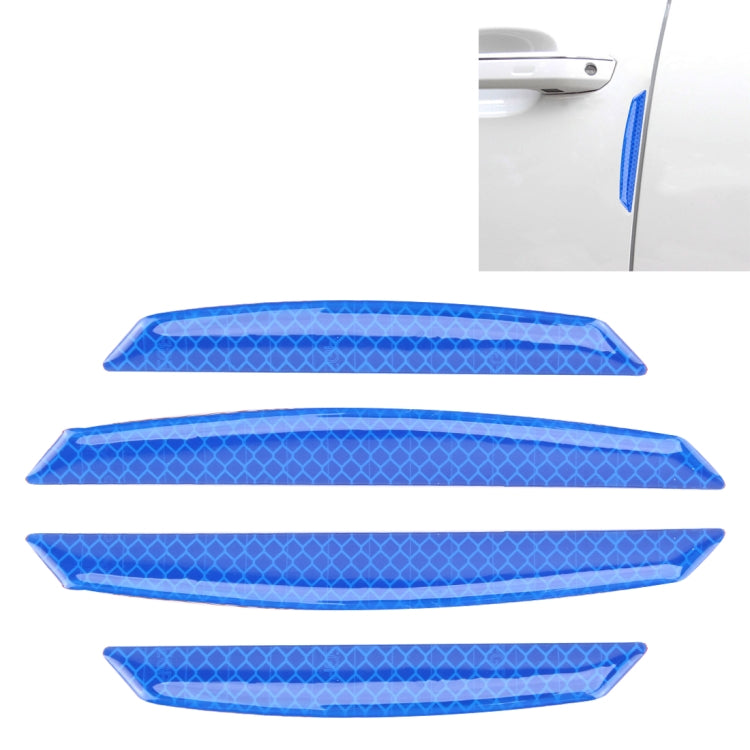 Car door anti-collision strip guards set in blue, 4 pieces with textured pattern