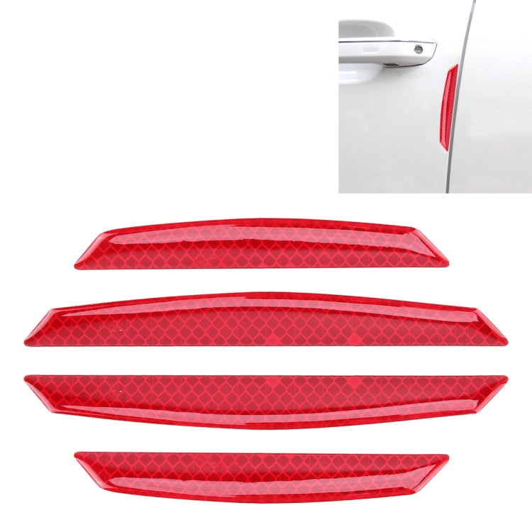 Car door anti-collision strip guards set in red, 4 pieces with textured pattern