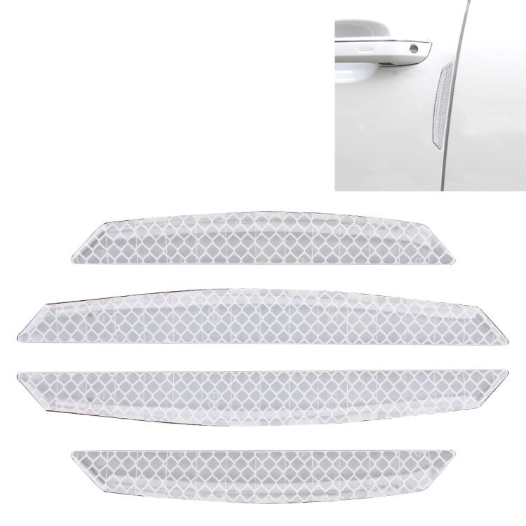 Car door anti-collision strip guards set in clear/white, 4 pieces with textured pattern