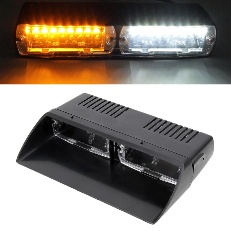 Dual LED windshield warning light bar with amber and white illumination