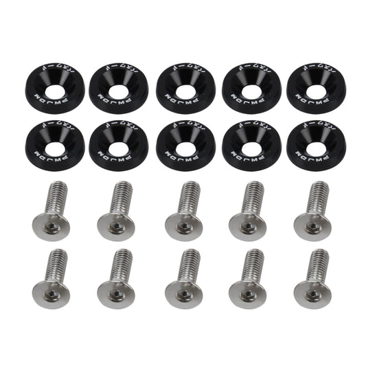 Car screw gasket set with black caps and stainless bolts, 10-piece set