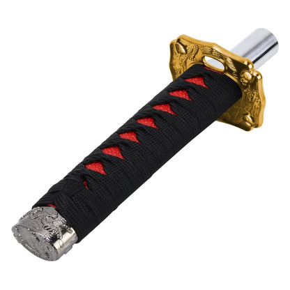 Universal hand brake lever cover grip, black sleeve with red accents and gold metal mount