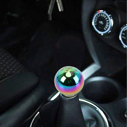 Rainbow metallic ball gear shift knob, spherical top with multicolor sheen