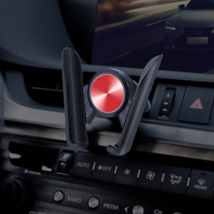 Universal car phone holder with vent mount, black arms and red circular knob