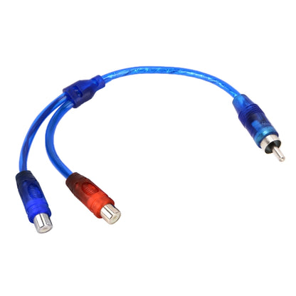 Car AV audio video extension cable with blue and red RCA connectors, 26cm